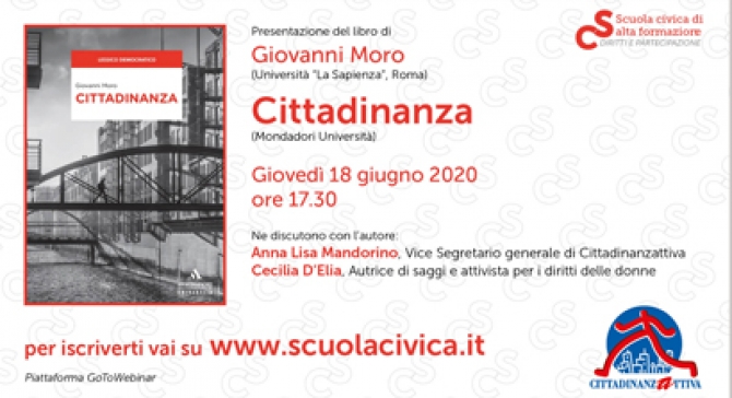 18 giugno 2020 - Incontro on-line di presentazione del libro &quot;Cittadinanza&quot; di Giovanni Moro