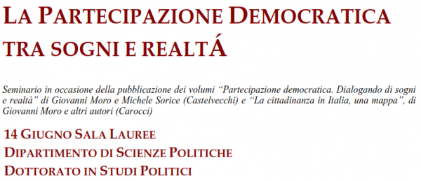 La partecipazione democratica tra sogni e realtà: seminario 14 giugno 2022